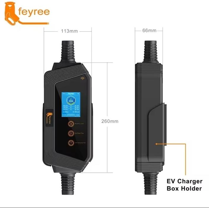 Зарядний пристрій Feyree 22 кВт 32А 3 фази wallbox Type 2 Wi-Fi APP IP66 CEE 32A 5м для електромобілів Tesla Nissan VW Hyundai Kia