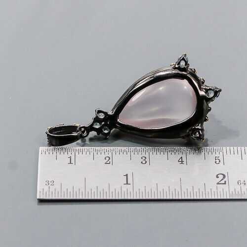 Подвеска из натурального розового кварца 28 карат, серебро 925 пробы