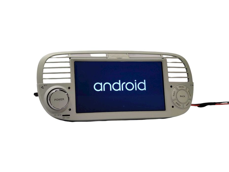 Radio 2 DIN Android Fiat 500 Branco – GPS WIFI CarPlay - Novo