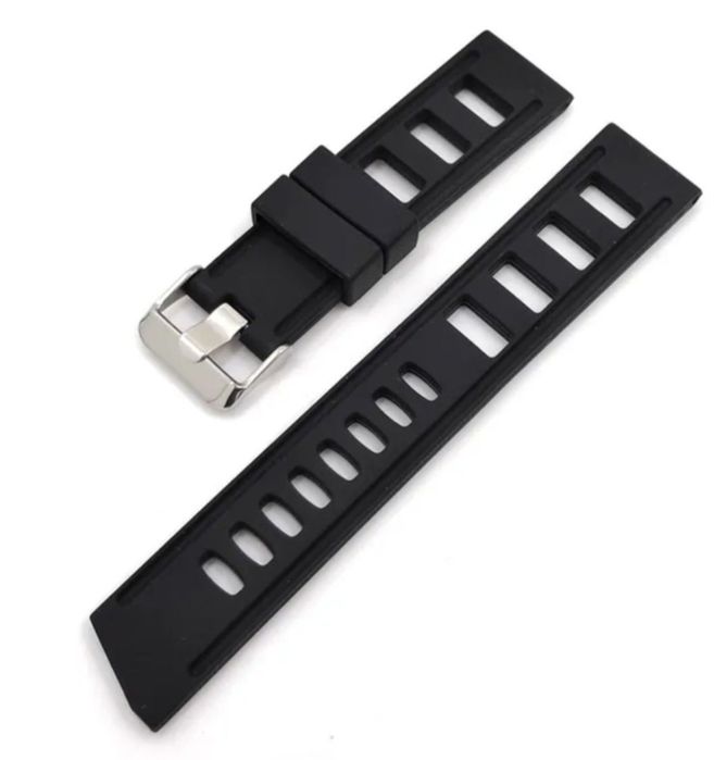 Bracelete Borracha Preta 20mm 22mm