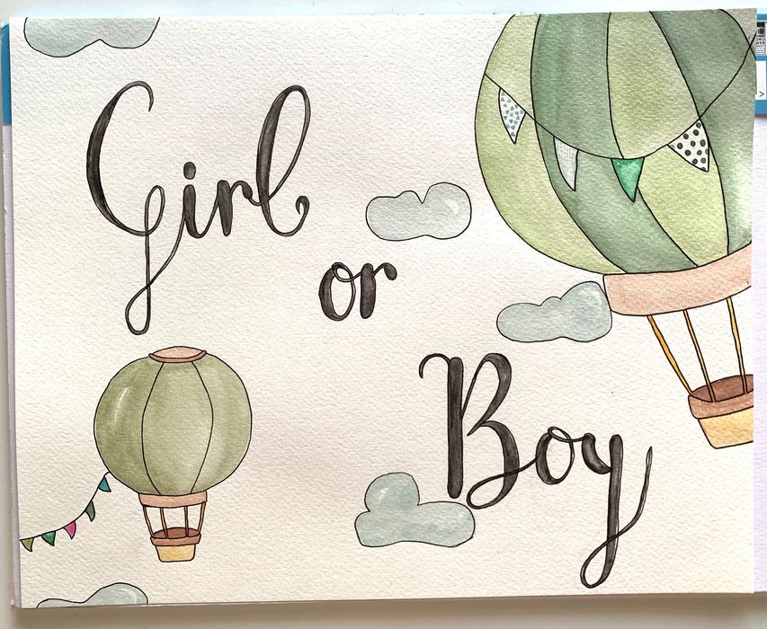 Quadros bebé em aguarelas