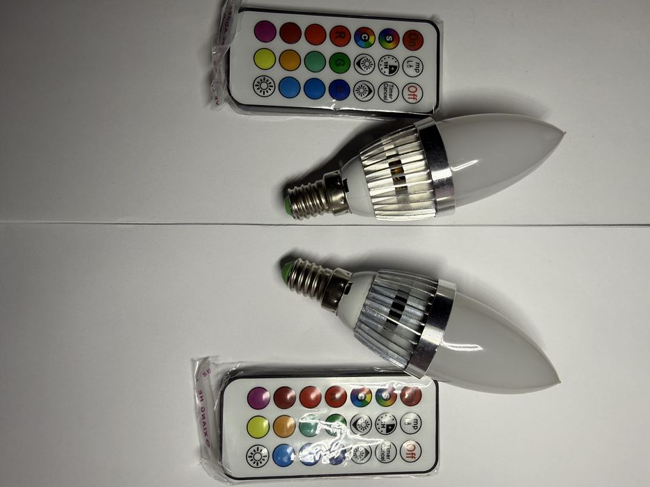 НОВЫЕ Светодиодные RGB лампочки (E14) с пультами! Меняют цвет.