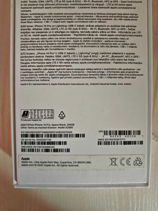 iPhone 14 pro, 256GB, 100% bateria