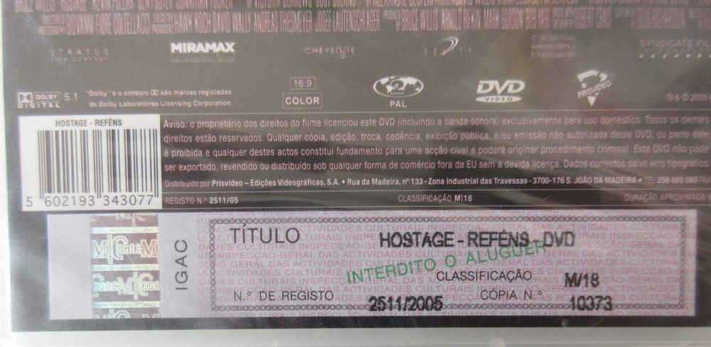 Hostage (Bruce Willis) (DVD NOVO / SELADO)