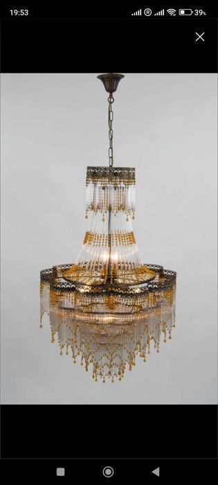 Lustre totalmente artesanal estrutura bronze