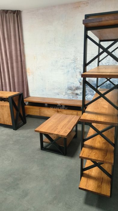 Stół stolik drewniany dębowy loft blat lity  oflis rozkładany