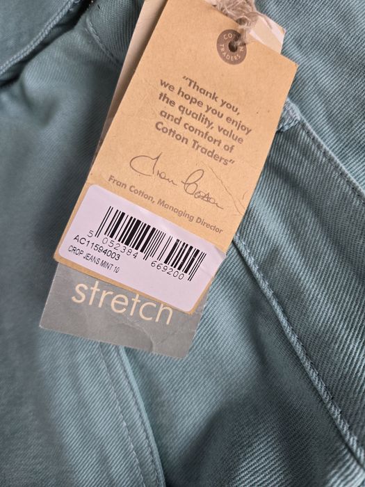 Miętowe rybaczki jeansowe uk10 eur38