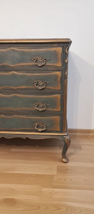 VENDIDA Cómoda Portuguesa Luís XV Verde Esmeralda Profundo & Dourado |