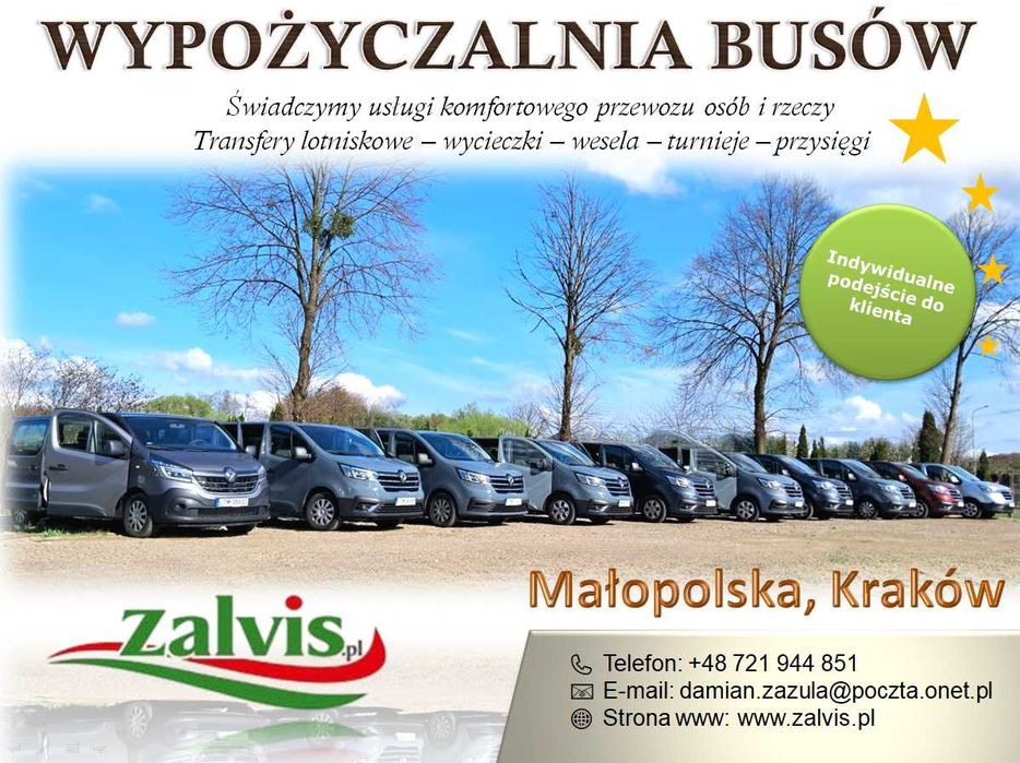 Wypożyczalnia busów - Wynajem busa 9 osobowy Kraków - Nowe Busy