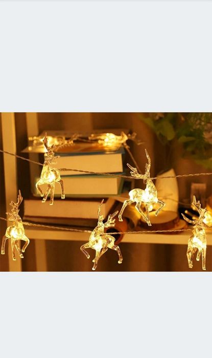 Lampki girlanda Renifery 10 szt LED z brokatem