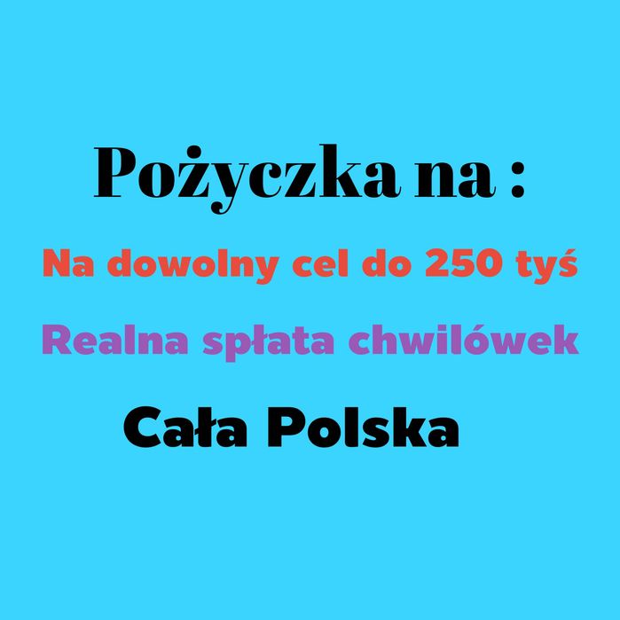Szybka i w 100% natychmiastowa pożyczka prywatna bez odmów.