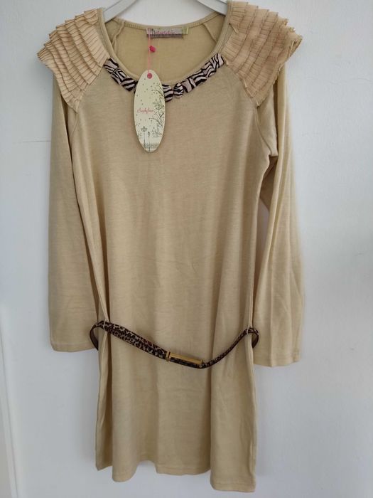Cream-colored nightgown with buttons and tiger-print belt – Size L/XL – New!64730210820610121