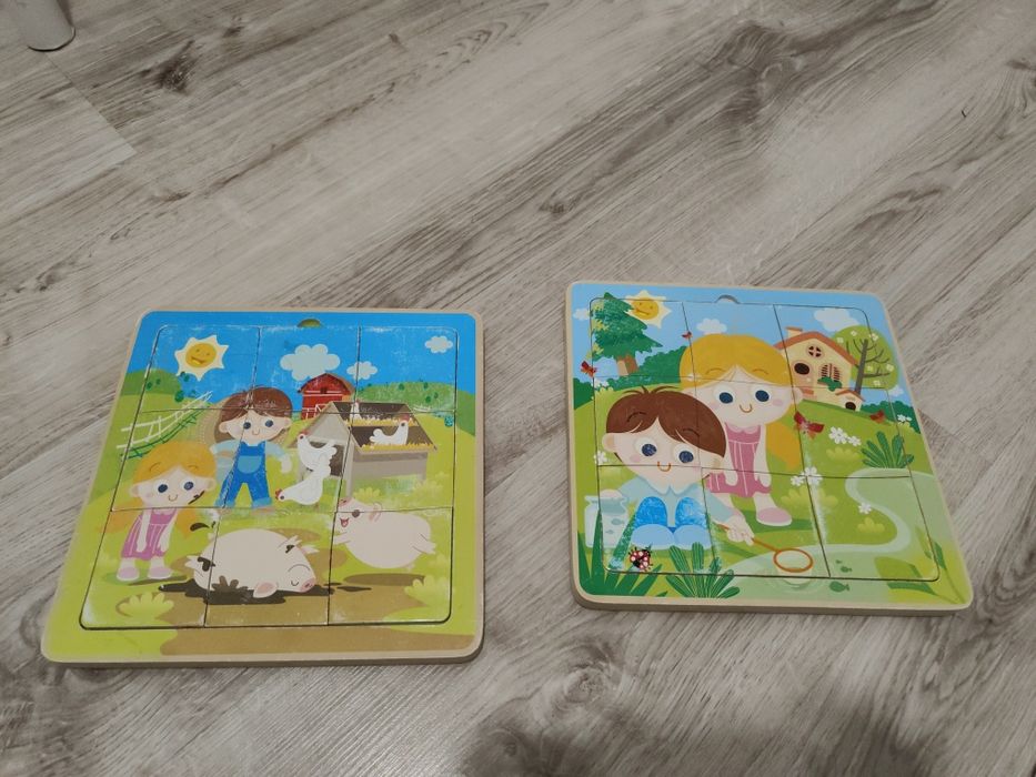 Dwie drewniane układanki 4v1