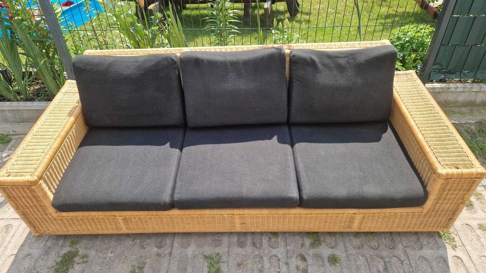 Sofa rattanowa 3os funkcja spania z rattanu ogrodowa naturalna RATTAN