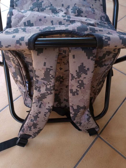 Krzesło Turystyczno-Wędkarskie Z Plecakiem składane 3w1