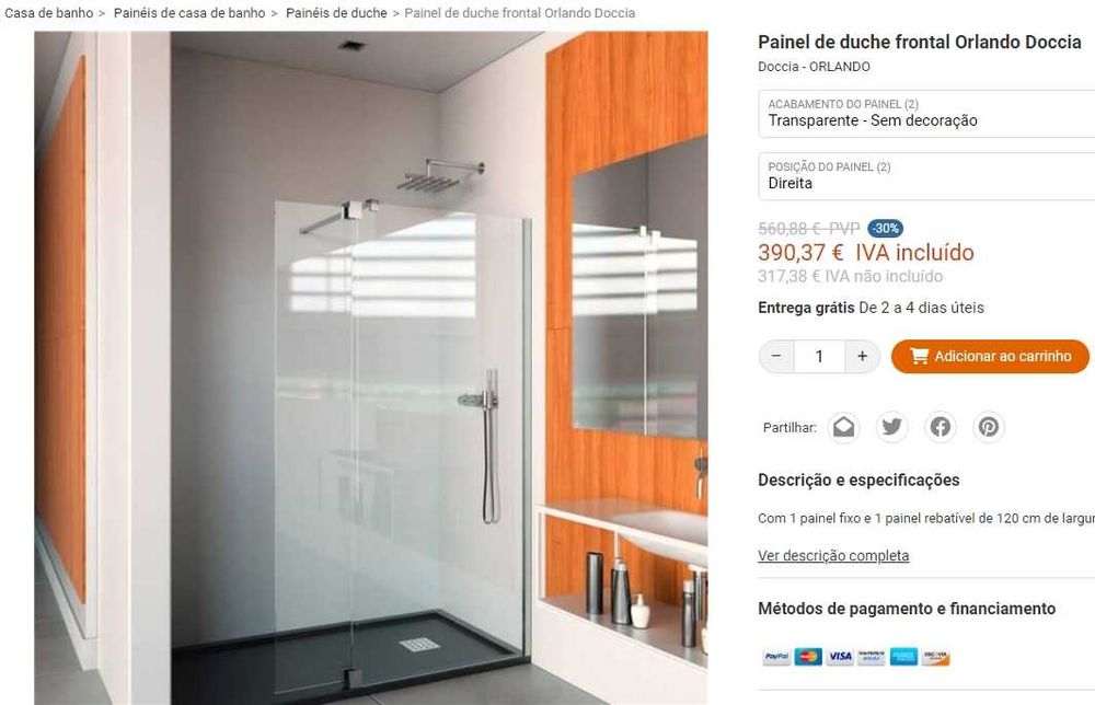 Resguardo de chuveiro Doccia - Novo preço!