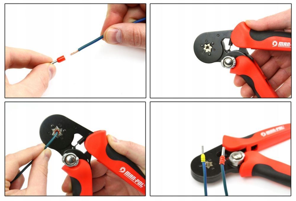 Zaciskarka Praska Konektorów Końcówek Kabli Tulejek Przewodów 6Kątna