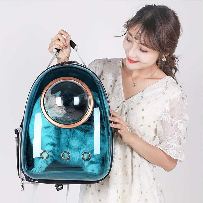 Mochila transportadora transparente gatos e pequenos animais PORTESGRÁ