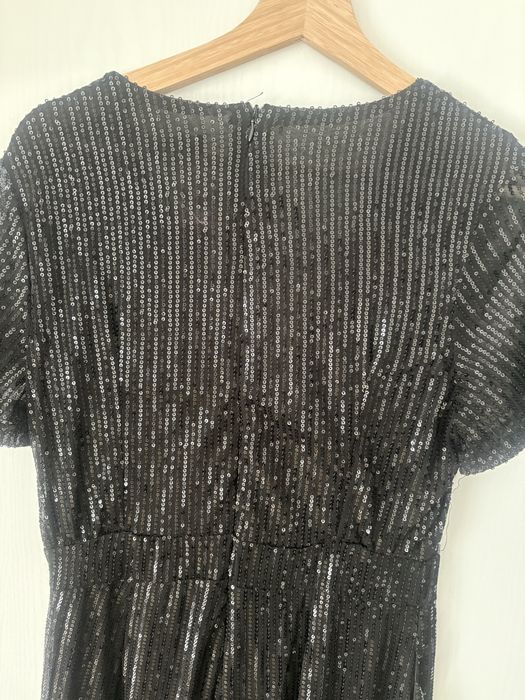 Piękny cekinowy czarny kombinezon M/L