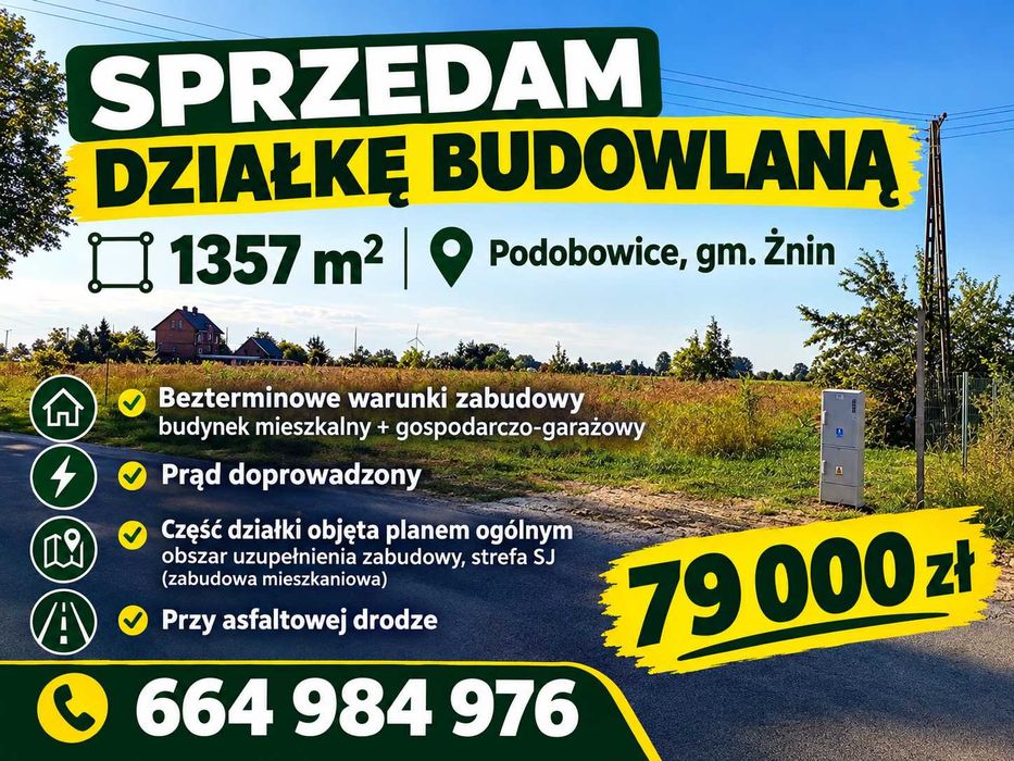 Działka budowlana Podobowice gm. Żnin blisko S5