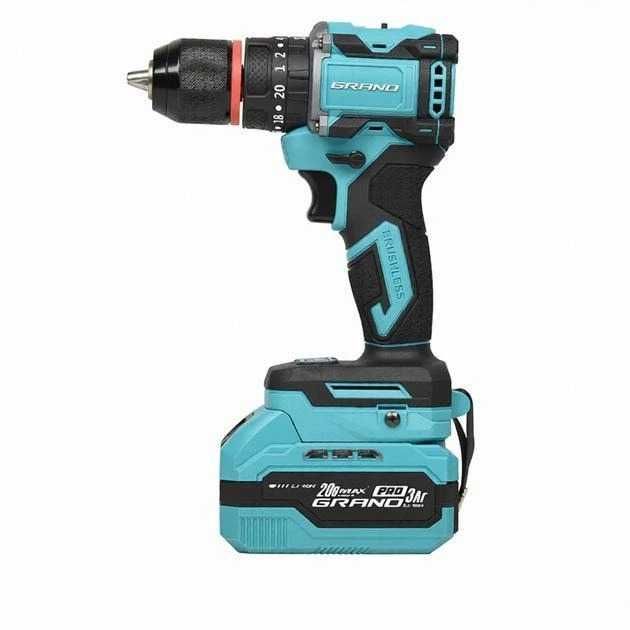 Акумуляторний дриль шуруповерт GRAND 20V 50Н ударний метал патрон 13мм