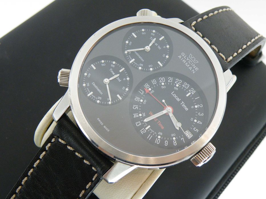 GLYCINE AIRMAN 7 Automatic 4 Time Zones 3829 XXL 53mm