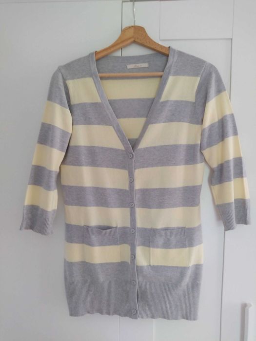 Bawełniany damski sweterek w paski rękaw 3/4 House M na wiosnę lato