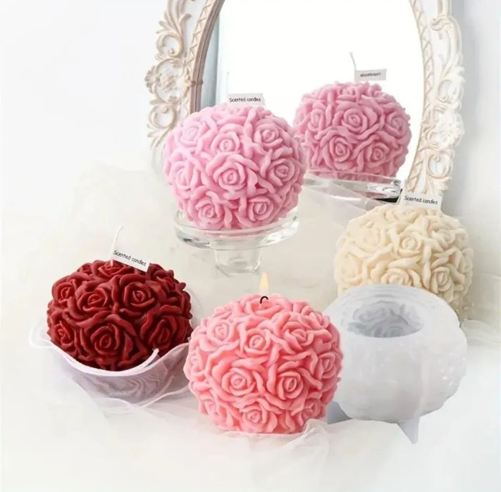 Силіконова форма 3D троянди піону для свічок