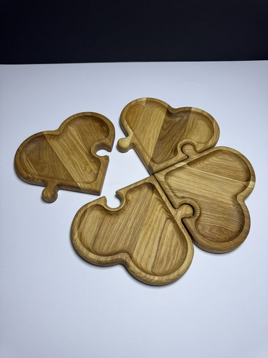 Deska drewniana puzzel serce na przystawki owoce prezent