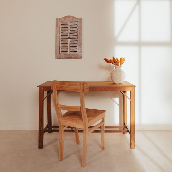 Biurko tekowe lite drewno stare po renowacji boho kolonialny egzotyk