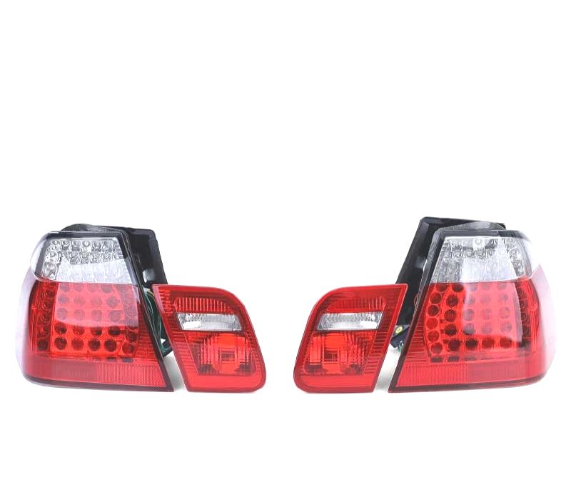 FAROLINS TRASEIROS LED BMW E46 98-01 VERMELHO CROMADO LOOK M3