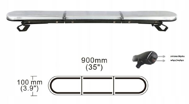 Belka ostrzegawcza kogut Led z Sterownikiem 900x100x45 12/24V Laweta