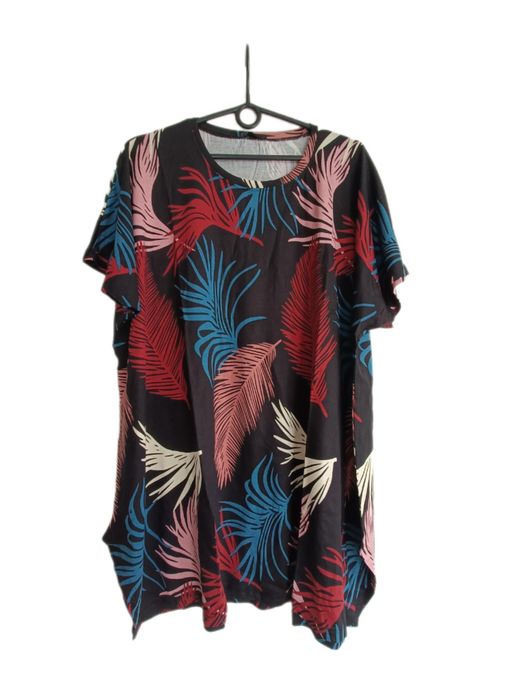 Bluzka plus size tunika luźna liście 50/52/54/56