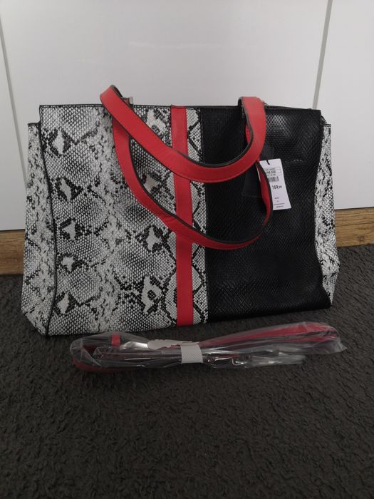 Reserved nowa duża torba torebka pasek wężowy wzór.