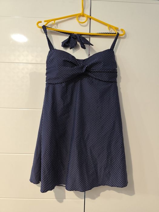 Купальник суцільний з юбкою в горох