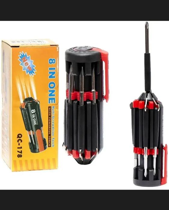 Отвертка-фонарик многофункциональная 8 in one