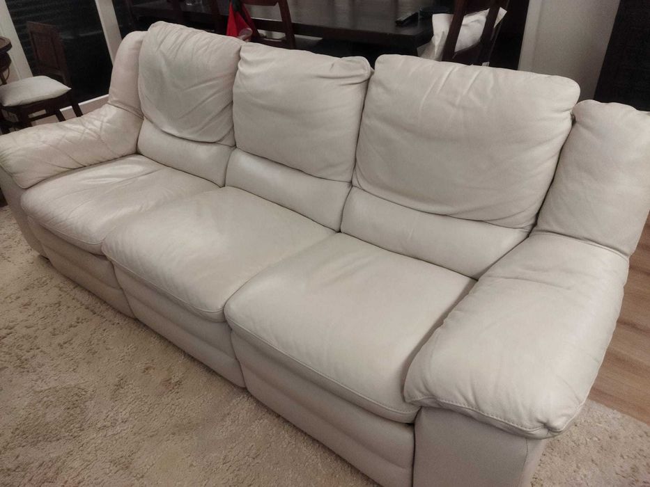 Sofá de pele bege Divani & Divani em óptimo estado