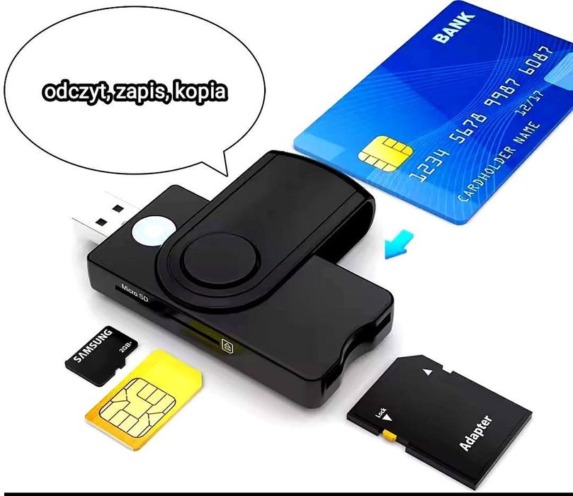 Inteligentny czytnik kart NFC/SIM/SD/TF/MMC/MicroSD/ pisarz USB.
