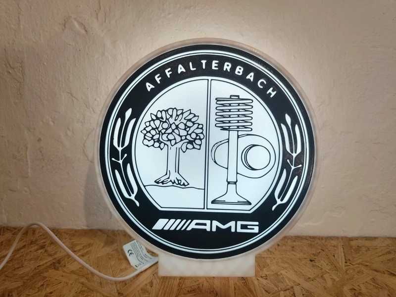 Lightbox Luminaria decorativa Mercedes AMG caixa branca