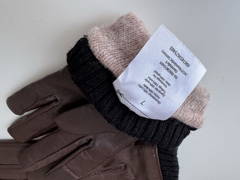Жіночі шкіряні зимові рукавиці на теплій підкладці. Розмір 7, нові