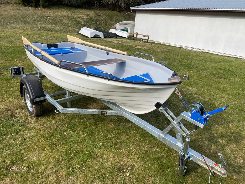 ZESTAW Łódka Łódź Lobster 310 wiosłowa wędkarska przyczepka wiosła CE