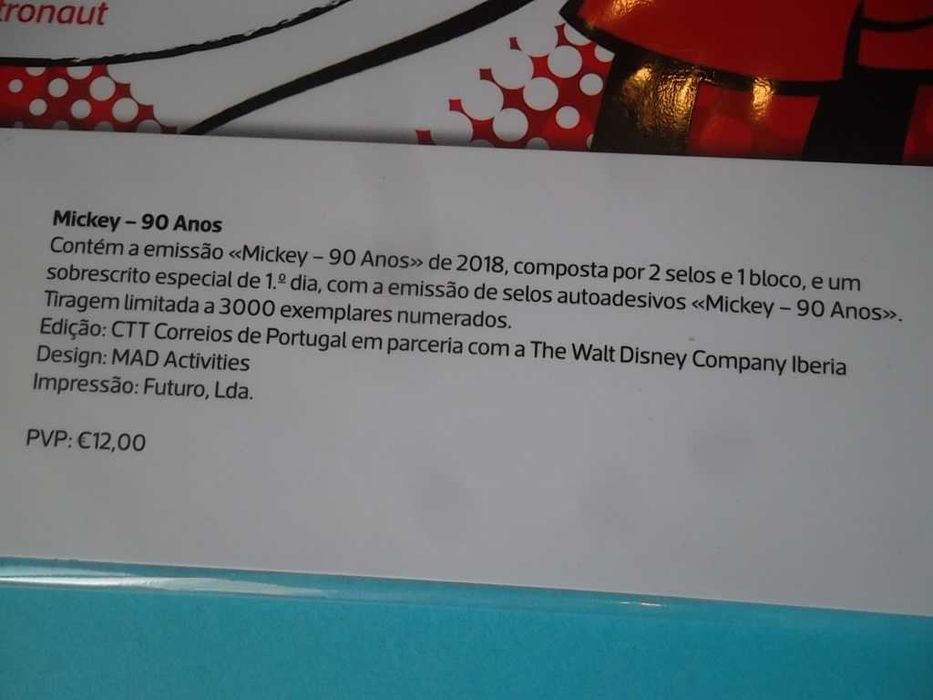 Selos CTT Mickey 90 Anos