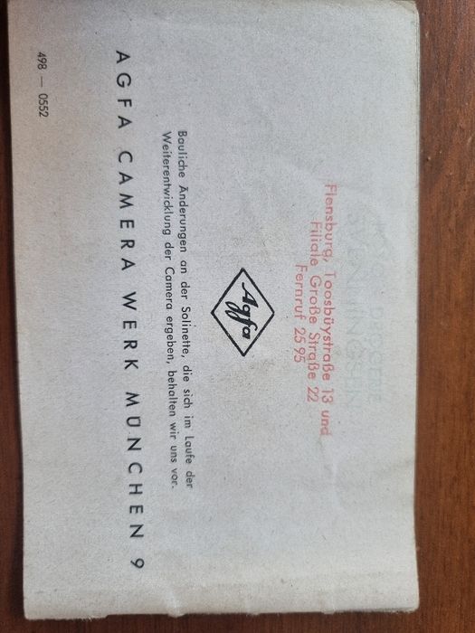 instrukcja obsługi aparatu Agfa Solinette II