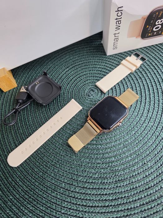 Złoty Smartwatch Damski LIGE 5  Połączenia Bluetooth 2 paski NOWY