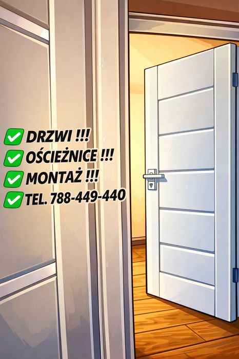 Drzwi z MONTAŻEM ! Komplet z Ościeżnicą REGULOWANĄ !