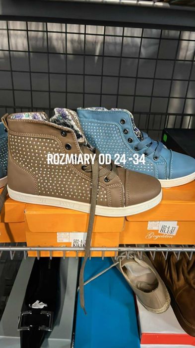 Nowe w pudełku 24-34 niebieskie lub brąz  buty Sznurowane, zamek