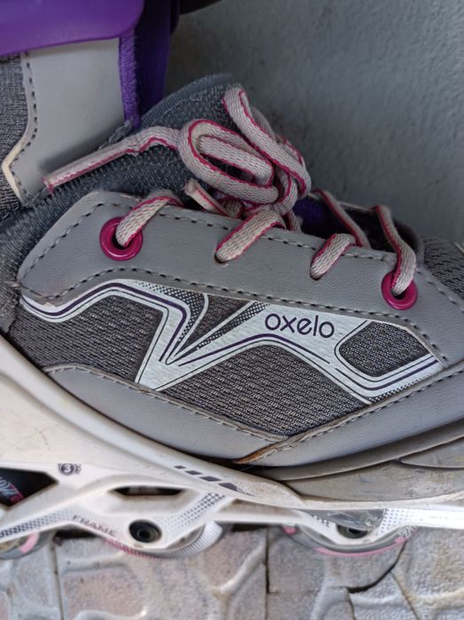 Conjunto de joalheiras, cotoveleiras, Patins em linha Oxelo, Capacetes