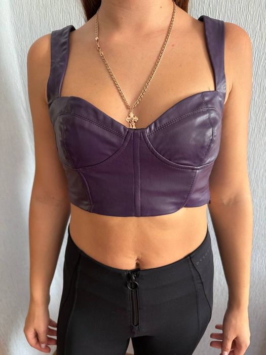 Стильний шкіряний топ