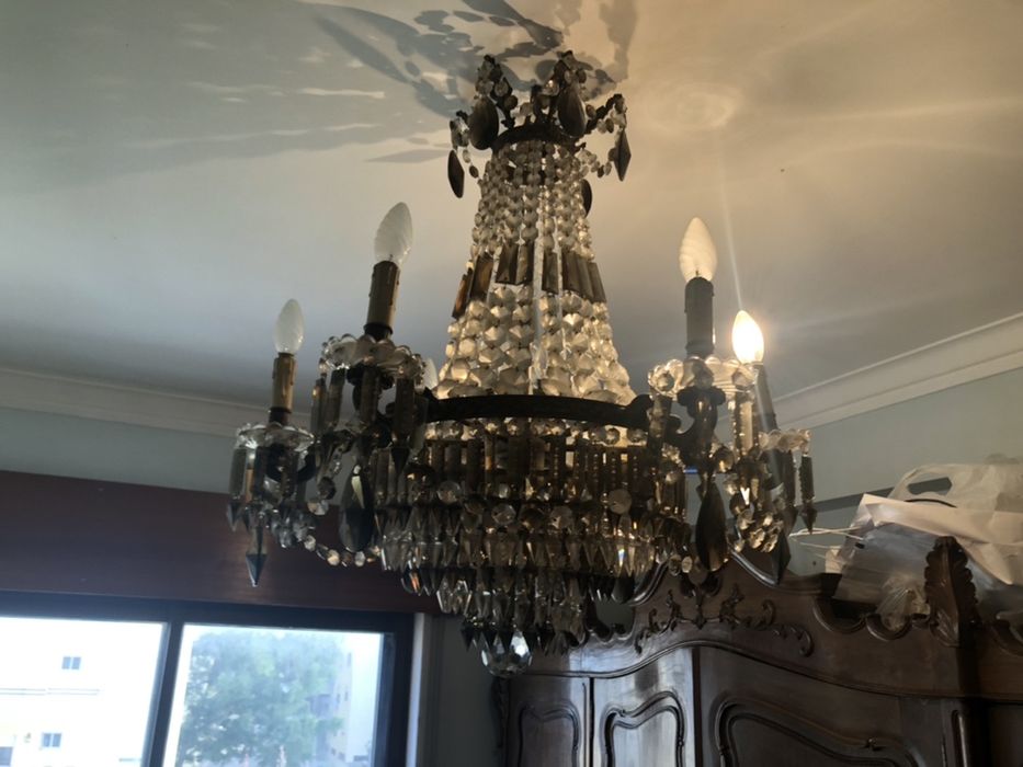 Lustre/Candeeiro cristal castanho