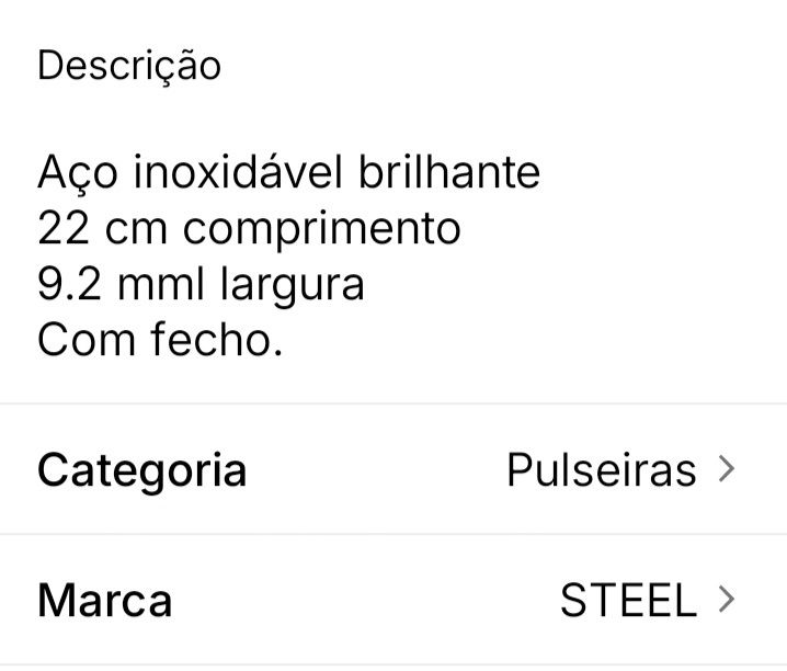 Pulseira aço inoxidável unisexo